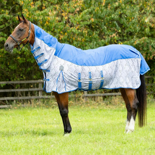 DefenceX Shield Quagga System Fly Rug - Blue/White - 4'6"