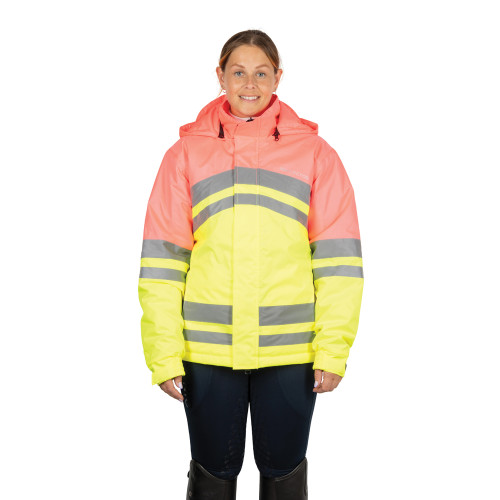 Reflector Two Tone Coat by Hy Equestrian - Pink/Yellow - X Small