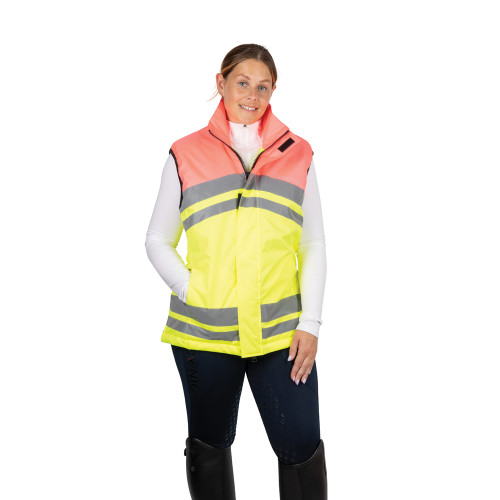 Reflector Two Tone Gilet by Hy Equestrian - Pink/Yellow - X Small
