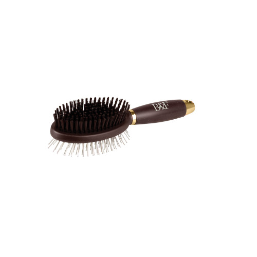 Benji & Flo Gel Handle Double Sided Grooming Brush - Brown/Gold