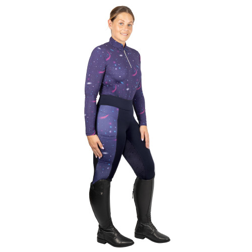 Hy Equestrian Elevate Out of this World Riding Tights - Navy/Magenta - X Small