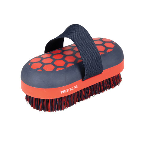 ProGroom Hex Body Brush by Hy Equestrian - Navy/Red - 18 x 9cm