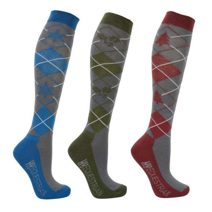 Hy Equestrian Christmas Argyle Socks (Pack of 3)