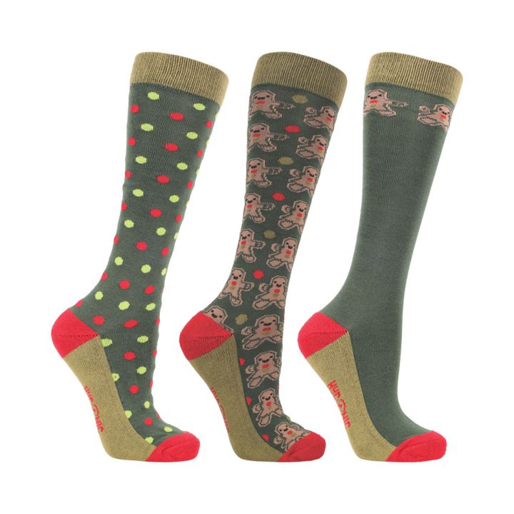 HyCONIC Christmas Gingerbread Socks by Hy Equestrian (Pack of 3)