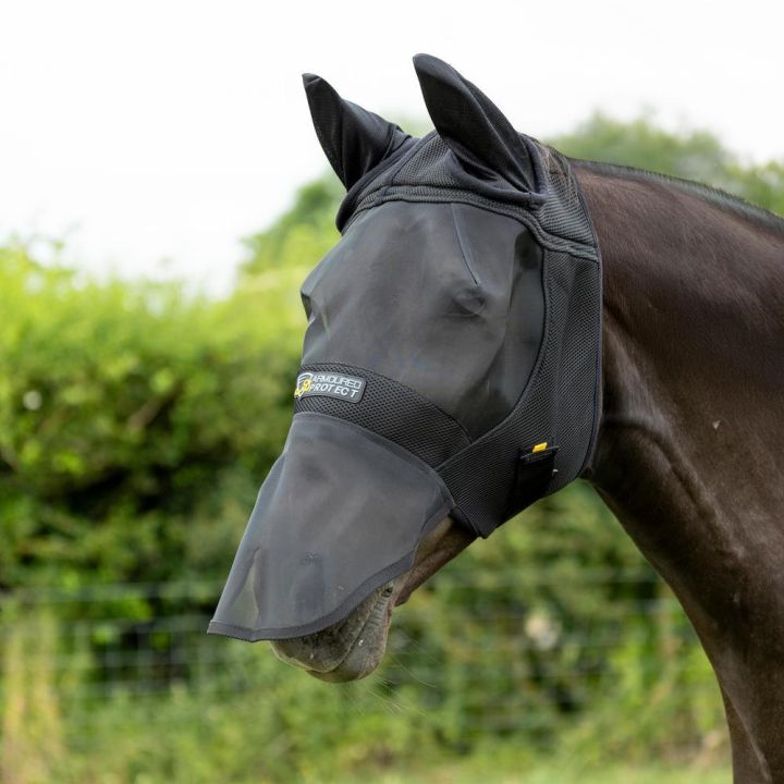 Hy Equestrian Armoured Protect Full Fly Mask with Ears and Nose 