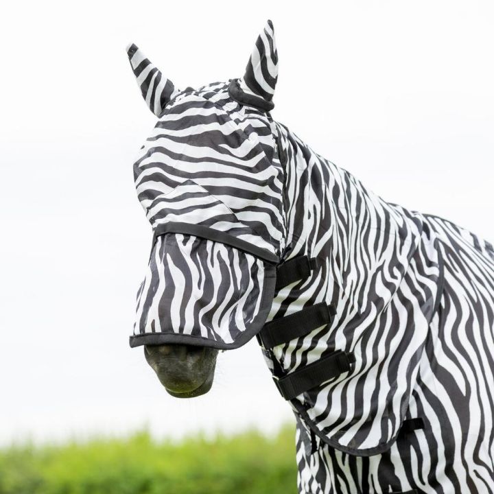 Hy Equestrian Zebra Fly Mask with Ears and Detachable Nose